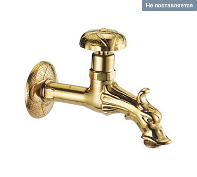 Кран Возрождение с традиционной кран-буксой, штуцером для шланга 1/2" с отделкой жёлтого цвета FARG