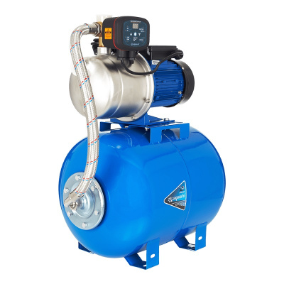 Насосная станция AUTO AJS-125A (M) - 50L 1x220 В 50 Гц с баком 50л и реле давления Masterswitch, (Корпус - Нержавеющая сталь) Aquario