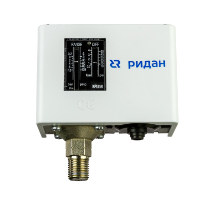 Реле давления KPI 35R, диапазон настройки -0,2...7,5 бар, дифференциал 0,7…4 бар, штуцер G1/2А Ридан